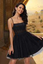 Load image into Gallery viewer, Raquel A-line Square Short/Mini Satin Tulle Homecoming Dress XXBP0020491
