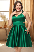 Load image into Gallery viewer, Gisselle A-line V-Neck Short/Mini Satin Homecoming Dress XXBP0020493
