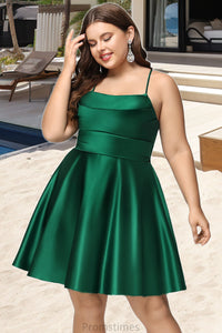 Marlie A-line Cowl Short/Mini Satin Homecoming Dress With Pleated XXBP0020511
