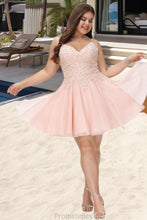 Load image into Gallery viewer, Alani A-line V-Neck Short/Mini Tulle Homecoming Dress With Beading XXBP0020538