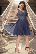 Load image into Gallery viewer, Tiana A-line V-Neck Short/Mini Chiffon Lace Homecoming Dress With Beading XXBP0020536