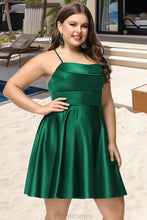 Load image into Gallery viewer, Marlie A-line Cowl Short/Mini Satin Homecoming Dress With Pleated XXBP0020511