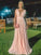 Leah A-Line/Princess Chiffon Ruffles V-neck Sleeveless Sweep/Brush Train Mother of the Bride Dresses XXBP0020431