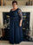 Hannah A-Line/Princess Chiffon Lace Scoop 3/4 Sleeves Floor-Length Plus Size Mother of the Bride Dresses XXBP0020453