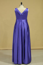 Load image into Gallery viewer, 2024 Regency Plus Size A Line Evening Dresses Cowl Neck Floor Length Satin With Sash