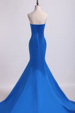 Load image into Gallery viewer, 2024 Concise Sweetheart Mermaid/Trumpet Evening Dresses Elastic Satin Court Train