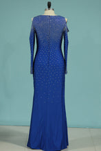 Load image into Gallery viewer, 2022 Long Sleeves Scoop Prom Dresses Mermaid With Beading Spandex