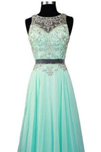 Load image into Gallery viewer, 2024 Prom Dresses Scoop Neck Beaded Bodice A Line Chiffon Two Pieces