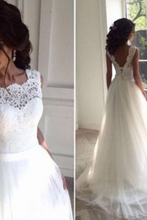 Load image into Gallery viewer, 2024 New Arrival Scoop Neck Wedding Dresses A Line Tulle Lace Up