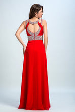Load image into Gallery viewer, 2022 Sexy Prom Dresses A Line Scoop Sweep/Brush Red Open Back