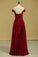 2022 Burgundy/Maroon Prom Dresses Off The Shoulder A Line Chiffon Floor Length With Ruffles