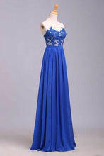 Load image into Gallery viewer, 2024 Prom Dresses A Line Sweetheart Floor Length Chiffon Color Dark Royal Blue