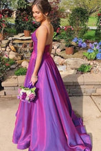 Load image into Gallery viewer, Spaghetti Straps V-Neck Long Satin Prom Dresses