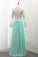 2022 Scoop A Line Chiffon Long Sleeves Prom Dresses With Applique Floor Length
