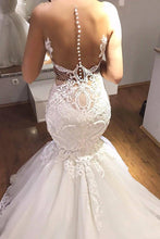 Load image into Gallery viewer, 2024 Sexy Mermaid/Trumpet Wedding Dresses Scoop Tulle With Applique Court Train