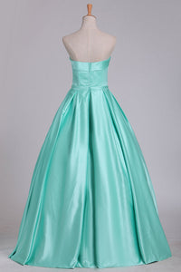 2024 Ball Gown Evening Gown Strapless Satin With Sash Floor Length