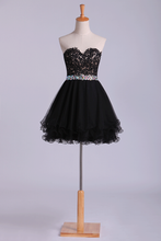 Load image into Gallery viewer, 2022 Sweetheart A Line Short Homecoming Dress With Applique Beaded