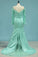 2022 Satin Long Sleeves Mermaid Bridesmaid Dresses With Applique