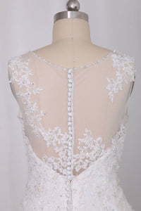 2022 Wedding Dresses Scoop A Line With Beads And Applique
