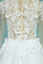 Load image into Gallery viewer, 2024 Gorgeous Wedding Dresses A-Line Scoop Long Sleeves Tulle With Applique Chapel Train
