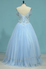 Load image into Gallery viewer, 2024 New Arrival Spaghetti Straps Tulle With Beading Quinceanera Dresses
