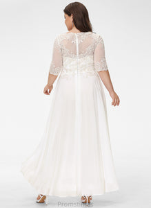 Scoop Wedding Dresses Asymmetrical Chiffon Lace With Dress Wedding Beading Sequins Isabella A-Line
