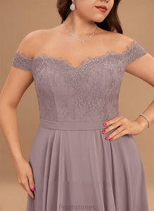 A-Line Homecoming Off-the-Shoulder Chiffon Beading Homecoming Dresses Lace Dress With Annabelle Tea-Length