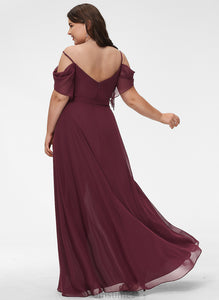 Prom Dresses Floor-Length V-neck Chiffon A-Line With Cara Ruffle