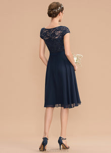 With A-Line Lace Karissa Dress Knee-Length Scoop Homecoming Dresses Chiffon Bow(s) Neck Homecoming