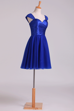 Load image into Gallery viewer, 2022 Homecoming Dresses Off The Shoulder Dark Royal Blue A Line Tulle With Ruffles