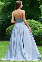 Load image into Gallery viewer, Strapless Long Prom Dress With Appliques, A Line Cheap Formal Dress With Beads
