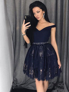 2024 Ball Gown Sweetheart Off-The-Shoulder Beading Cut Christine Homecoming Dresses Lace Short/Mini