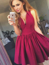 Load image into Gallery viewer, A-Line Pleated V Neck Sleeveless Cut Short Homecoming Dresses Jakayla Mini