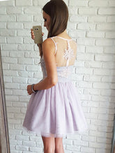 Load image into Gallery viewer, Tulle Cut Homecoming Dresses Sally Short Mini V Neck Sleeveless Applique