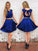 Cap Sleeve Homecoming Dresses Satin Royal Blue Philippa A Line Appliques Pleated Jewel Backless