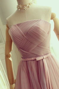 2024 Tulle Bridesmaid Dresses Strapless Ruched Bodice With Sash A Line