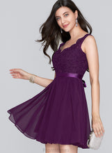 Load image into Gallery viewer, With Chiffon Short/Mini Ruth Homecoming Lace Homecoming Dresses A-Line Dress Bow(s) V-neck