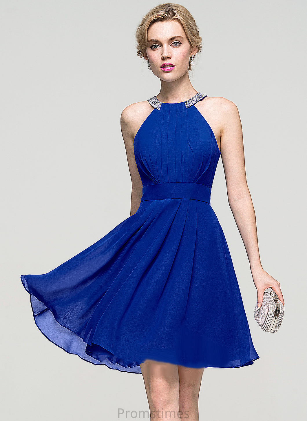 Juliette Sequins With Homecoming Dresses Neck Beading A-Line Homecoming Knee-Length Ruffle Chiffon Scoop Dress
