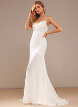 Load image into Gallery viewer, Trumpet/Mermaid V-neck Wedding Val Dress Sweep With Lace Chiffon Train Wedding Dresses