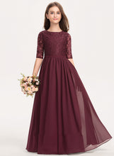 Load image into Gallery viewer, Neck Sabrina A-Line Chiffon Scoop Junior Bridesmaid Dresses Lace Floor-Length