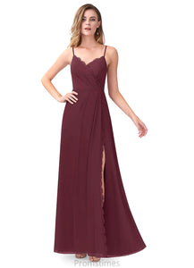 Estrella A-Line/Princess Natural Waist Sleeveless Floor Length V-Neck Bridesmaid Dresses