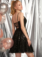 Load image into Gallery viewer, Sequins A-Line Homecoming Dresses Homecoming With V-neck Short/Mini Madelyn Sequined Dress