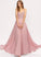 A-Line Selena Prom Dresses Lace V-neck Floor-Length Chiffon