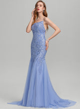 Load image into Gallery viewer, Sequins Lace With Olga Tulle Trumpet/Mermaid Sweep Prom Dresses Train Square