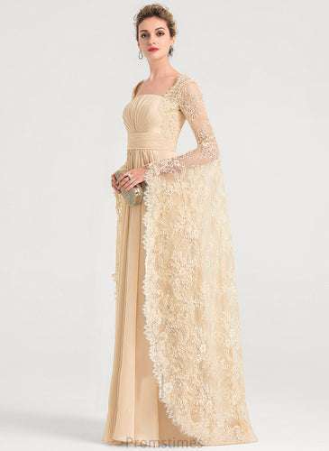 Ruffle Aliyah Wedding Dresses Square Wedding A-Line Dress With Chiffon Floor-Length Beading Lace