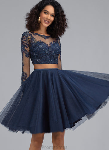 Annie Short/Mini Homecoming Dresses Dress Homecoming With Lace A-Line Neck Tulle Scoop
