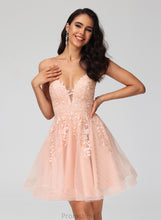 Load image into Gallery viewer, V-neck Short/Mini With Dress Tulle Homecoming Dresses Homecoming Lace A-Line Sequins Brielle