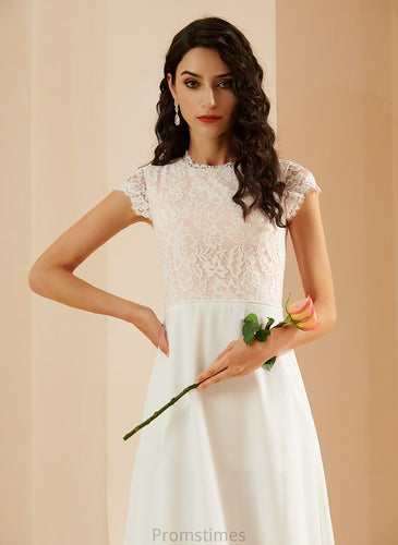 A-Line Mikaela Wedding Dresses Chiffon Scoop Wedding Floor-Length Dress Lace