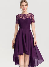 Load image into Gallery viewer, Homecoming Scoop Neck Lace Asia Asymmetrical Dress Chiffon Homecoming Dresses A-Line With
