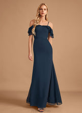 Load image into Gallery viewer, Embellishment Off-the-Shoulder Silhouette Sheath/Column Fabric Floor-Length Neckline Length Beading Ruffle Cindy Spaghetti Staps Bridesmaid Dresses